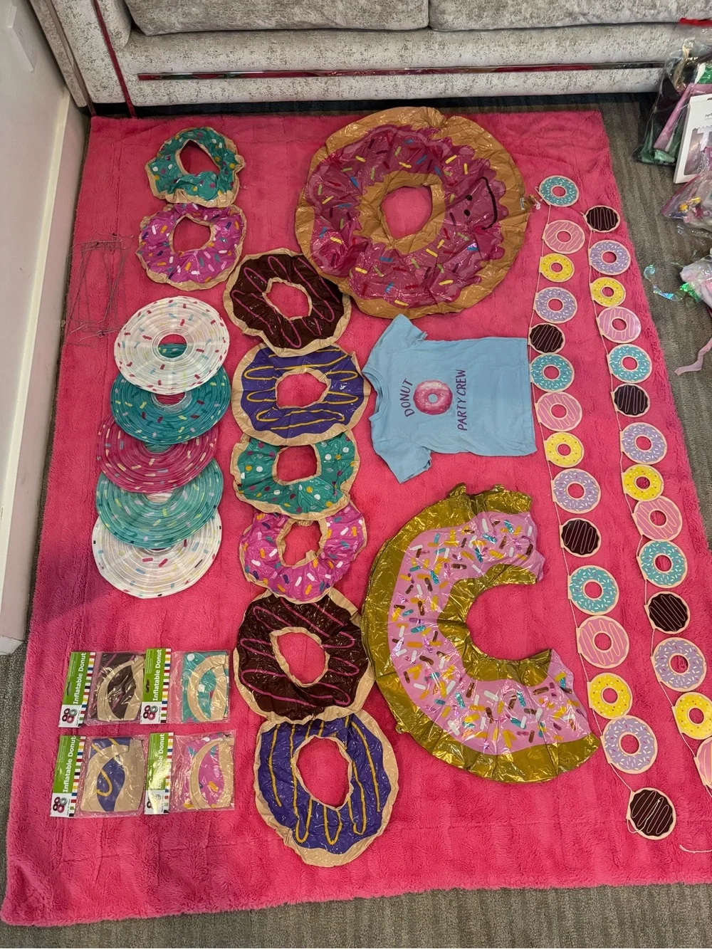 Donut Party Crew T-Shirt & Party Supplies - Blue, Pink, Purple